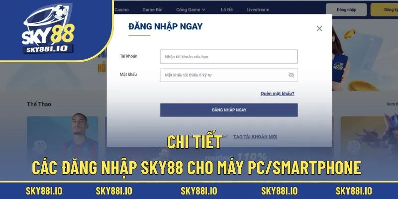 Chi tiết các đăng nhập Sky88 cho máy PC/Smartphone